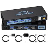 USB 3.0 HDMI KVM Switch 2 PC 1 Monitore 4K@60Hz KVM-Switches für 2 Computer teilen sich 1 Satz Maus, Tastatur, U-Disk-Drucker, Unterstützung für bis zu 4 USB-Geräte