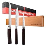 Matakumi Magnetleiste Messer 40x6cm Akazienholz - Messerleiste Magnetisch Selbstklebend oder Schrauben, Platzsparender Messerhalter Magnetisch Wandmontage