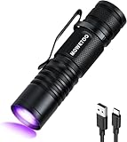 MOWETOO UV Taschenlampe Aufladbar - Mini LED UV Lampe Schwarzlicht Taschenlampe, 395nm Zoombare Ultraviolettes Licht Torch für Urinuntersuchung von Haustieren, Geldscheinkontrolle
