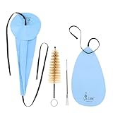 4 in 1 Saxophon-Reinigungstuch-Set, Altsaxophon-Reinigungsset mit Saxophon-Reinigungstuch, Saxhals-Reinigungstupfer, Mundstückbürste, Staubbürste für Flöte und Holzblasinstrumente (blau)