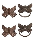 Vibhsa Handgefertigte dekorative Schmetterlings-Serviettenringe 4 Stück Kupfer Antik Schmetterling für Hochzeit Party Dekorationen (5,1 cm Ring, 6,3 cm Schmetterling)