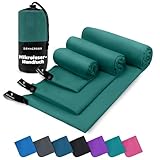 ZENACROSS Mikrofaser Handtuch 3er Set mit Transportbeutel - Schnelltrocknendes und vielseitiges Fitness Handtuch - Sporthandtuch Größen - XS, S, M - Petrolgrün
