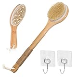 Gullskies 2 Stück Trockenbürste Körper, Rückenbürste Dusche Mit Langem Stiel & Trockenbürste Lymphdrainage, Natürliche Borsten Für Peeling & Lymphdrainage, Massagebürste Körper.
