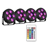 Fuzzix Comet M06 - Bühnenlicht LED Par 4er Set - Kraftvolle LED PAR Strahler mit 5x RGB LEDs - Discolicht Partylicht mit Fernbedienung - RGB Strahler für DJ Bühnenbeleuchtung, Partys, Halloween