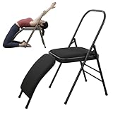 Multifunktionaler Yoga-Stuhl, Faltbarer Yoga Hilfsstuhl, Kniebank mit Verbreiterter Taillenstütze, Requisite für Flexibilität und Krafttraining, Schwarz