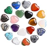 GUJOXILA 20 Stück Herz Aus Stein Edelsteine Natürlicher Kristall Heilsteine Sets Bulk Handschmeichler Steine Handwerk Amethyst Rosenquarz Tigerauge Meditation Chakra Reiki Energieausgleich Geschenk