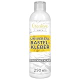 Creative Deco Universal PVA Kinder Bastelkleber | 250ml Basteln Kleber für Papier Holz Glas | Verklebt Leder, Keramik, Filz | Leim Trocknet Klar Transparent | Bastelleim Ungiftig | Schnell Trocknend