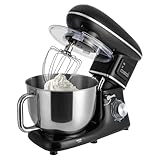 Küchenmaschine Teigmaschine 1500W mit 6,2 L Rührschüssel, 6+1 Rührgeschwindigkeiten und Timer Fleischwolf Knetmaschine Multifunktionale Rührmaschine für Zuhause Bäckerei