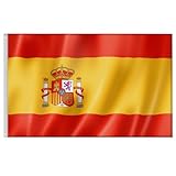 RISVOWO Spanien Flagge, Spanische Nationalflagge 90x150cm mit Messing-Ösen, Euro Feiern, Fußball Weltmeisterschaft, Premium Fahnen, Innen, Außen, Lebendige Farben, Olympische Spiele