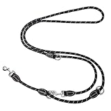 Trhillsbrad Hundeleine 5m x 10mm, Verstellbare hundeleine jeden Hund, Multifunktionsleine Doppelleine Umhängeleine robust, schwarz