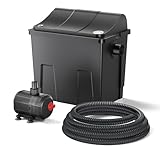 SunSun CBF-200T Bioteichfilter Komplettset mit 9W UVC Klärer, Teichpumpe 2300 l/h 35W, Thermometer und Filtermedien, Filteranlage Bio Teichfilter
