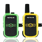 Retevis RT15 Walkie Talkie Erwachsene, PMR446 Funkgeräte, Freisprech VOX, Mini, 1000 mAh Li-Ionen-Akku, Walkie Talkie für Campingspiele, Schule, Hausspiele, Urlaub (Grün und Gelb, 1 Paar)