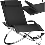 tectake® Outdoor Schaukelstuhl klappbar, Liegestuhl wetterfest, Relaxliege, belastbar bis 150kg, ergonomischer Relaxsessel, Möbel für Garten, Balkon, Sauna, Terrasse (schwarz)