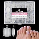 UNA GELLA Quadrat Fußnägel zum Aufkleben 216 Stück 12 Größen Matte Kurze Quadratische Fussnägel zum Kleben Künstliche Fußnägel Tips Falsche Soft Gel Toenails Set Matte Für DIY Nagelstudio