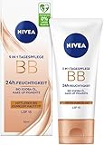 NIVEA 5 IN 1 Tagespflege BB 24h Feuchtigkeit LSF 15, getönte Tagescreme für mittlere bis dunkle Hauttypen, Gesichtscreme mit Bio Jojoba-Öl und Make-Up Pigmenten