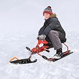 Lenkschlitten,Ski Slider mit Lenkrad,Schnee Rennfahrer, Schnee-Schlitten für Kinder,PU-Kissen,Federdämpfung,Max bis 80kg,für Kinder, Jugendliche Jungen, Mädchen