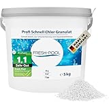 Fresh-Pool Profi Schnell Chlor Granulat, 56% Aktivchlor, 5 kg incl. Dosierbecher - Pool Chlor Granulat | Clorgranulatpool 5kg | Chlorgranulat für Pool | Chlor Pool | Clorgranulatpool