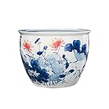 Fish Tabk Aquarium Keramik-Goldfischglas Wohnzimmer Fischzuchtbecken Garten Lotusbecken Schildkröte Großes Wasserbecken Aquarium Starter-Kits Cooles Fischbecken, A-63cm