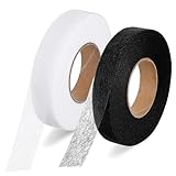2 Stück Saumband zum Aufbügeln Selbstklebend Bügelband 15mm X 64M Bügelband Saumband Aufbügeln Waschfest zum Reparieren Von Stoff, Vorhang, Gardinen, Hosen, Kleidung, Jeans-Schwarz+Weiß