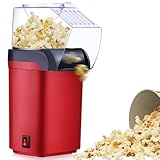 Asfrode Mini Heißluft Popcorn Maker Gesund, 1200w Popcornmaschine Ohne Öl Fett 2 Minuten One-Touch-Bedienung für Zuhause Filme Weihnachten Partys Fußballabend