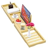 Ausziehbare Badewannenablage Bambus - Wannenbrücke, Ablage, Holz, Badewannentablett