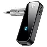 PADCR Aux Bluetooth Adapter Auto für Freisprechanruf und Musik Hören beim Fahren, Bluetooth Empfänger Aux mit Bluetooth 5.0 für Auto, Kopfhörer und Lautsprecher