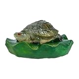 VICASKY Schwimmende Schildkrötenfigur Realistische Teichdeko Resin Für Garten Und Teich Dekorative Schildkrötestatue Mit Lotusblättern Für Wasserspiele