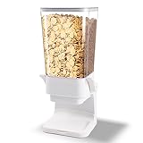 Sinceroduct Cereal Containers Storage, Cereal Dispenser Countertop 5.5 L Large Capacity, Easy to Control, Airtight Dry Food Storage Containers for Grain, Rice, Nut, Bean, Candy, White