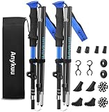 Anykuu Wanderstöcke 2PCS Verstellbar 110-130cm Walking Stöcke 7075 Aluminium Ultraleichte Trekkingstöcke mit 6 Paar Zubehör Hiking Poles für All Terrain Walking Poles zum Wandern Skifahren
