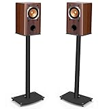 Universal Lautsprecherständer aus Metall, Boxenständer mit 45° Einstellbare Obere Platte für Satelliten Regallautsprecher, Kabelhaltern, Wechselbare Füße, 10KG Tragkraf, 1 Paar