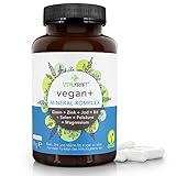 VITALKRAFT Vegan+ Mineral-Komplex-hochdosierte Kapseln mit Magnesium, Eisen, Zink, Jod, Selen, B6 und Folsäure. Laktosefreie und glutenfreie Nahrungsergänzung