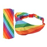 Supvox 2 Stück Pack Regenbogen Sport Stirnbänder Elastisch Breite Schweißbänder für Damen und Herren Feuchtigkeitsableitend Weiches Material Geeignet für Laufen Yoga und Fitness