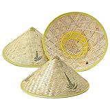 SMELEYOU Hüte für Erwachsene, 3pcs Reisbauernhut Chinesischer Orientaler Hut Bambus Sonnenhut Cooler Bauerhut für Cosplay und Sonnenschutz (Zufallsstil)