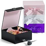 GIFTSAY Geschenkbox mit Deckel 18 x18 x7,5 cm, Geschenkbox Klein für Geburtstag, Hochzeit, Partei Geschenkboxen (Magnetische,Schwarz)