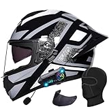 Integralhelme Motorradhelm mit Bluetooth Helm Motorrad, ECE Zertifiziert Motorrad Helme für Herren, Doppelvisier Integralhelm Herren Roller Helm, für Motorradhelm Herren Damen