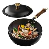 Antihaft-Kochtopf – Antihaft-Kochpfannen | Induktionskochfeldpfannen-Set | Eisen-Kochgeschirr mit Holzgriff, Töpfe mit Deckel, ofenfest, Küchenzubehör für Zuhause, Wohnung, Camping und Restaurant