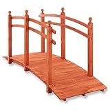 Nexos Trading Große Holzbrücke mit Geländer begehbar XL Teichbrücke rot braun Größe 235x75x109 cm Dekobrücke Gartenbrücke Gartendekoration Teichübergang