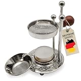SonKo Nickel Weihrauchbrenner Räucherstövchen mit Sieb zum Räuchern und Meditation - spirituelle Geschenke zum Räuchern von weißer Salbei, Weihrauch, Boswellia (Brenner-Set)