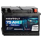 HeyVolt Autobatterie 12V 75Ah 720A/EN Starterbatterie, absolut wartungsfrei ersetzt 68Ah 70Ah 72Ah 74Ah