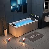 TroniTechnik® Badewanne IOS mit Whirlpool 170cmx75cm, Acrylwanne für zwei Personen, Whirlpoolwanne mit Armatur, freistehend und vormontiert, Indoor Whirlpoolbadewanne mit LED