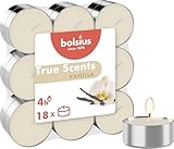 Bolsius True Scents – 18 Teelichter – Vanille – Brenndauer: 4 Stunden – Innendekoration – natürliche Extrakte – mit natürlichem veganem Wachs