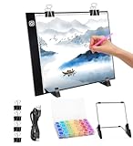 Leuchttisch A4, Leuchtplatte mit Ständer, 3 Einstellbare Helligkeit, 3mm Ultra dünn, Diamond Painting Zubehör für Kinder, LED Licht Pad, Lichtpad für Designen Zeichnen Skizzieren