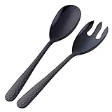 BISDARUN Salatbesteck Set, 2 Stück Schwarz Salat Servierset aus Edelstahl, Salatlöffel und Salatgabel