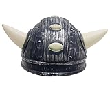 Karneval-Klamotten Wikinger-Helm für Erwachsene grau mit kleine Hörner Nordmann-Helm Karneval Hut Wikinger