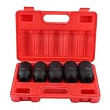 FENGJISUN Steckschlüssel-Satz 5-TLG. 1/2 Zoll Steckschlüsselsatz 12-Kant Schlagschrauber Antriebswellen Stecknuss mit Werkzeugkasten Werkzeug Set Für Haushalt