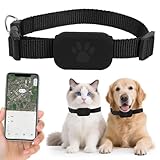 XJJAUGKLY GPS Tracker Katze, Wasserdicht Bluetooth Haustier Locator, GPS Tracker Für Hunde ohne ABO, mit verstellbarem Halsband, Kompatibel mit iOS und Android, für Kätzchen & Welpen - Schwarz