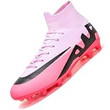Unitysow Fußballschuhe Herren Outdoor High Top Spike Cleats Fußball Stiefel Professionelle Athletics Trainingsschuhe,T251 Rosa,EU39