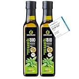 Kräuterland Bio Hanföl 2X250ml (500ml), kaltgepresstes Hanfsamenöl, naturrein ohne Zusatzstoffe, Vegan & GVO-frei, geeignet für Haut & Haare, Premium Qualität