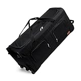 HEYO Reisetasche mit Rollen Groß XXL 100x39x41 cm Trolley– robuste Rolltasche, Weichgepäck ideal für Reisen 160 L Teleskopgriff (Schwarz, 100x39x41 cm)
