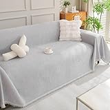 BUERPINKING Couch Überzug 1/2/3/4 Sitzer, Sofabezug, Universelle rutschfeste Sofa Überzug, Hund Katze Waschbar Sofaüberwurfe Sofadecke für Wohnzimmer, Hellgrau 180 x 300cm